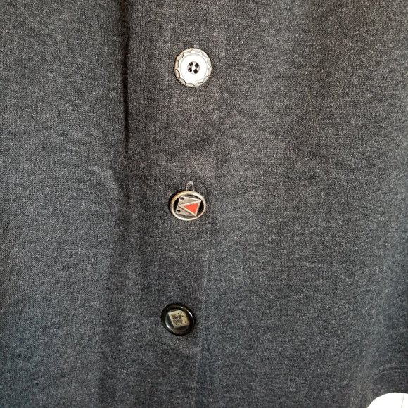 Midi Length, Gray, Knit, Pencil Skirt with Decorative Buttons - Picture 3 of 6